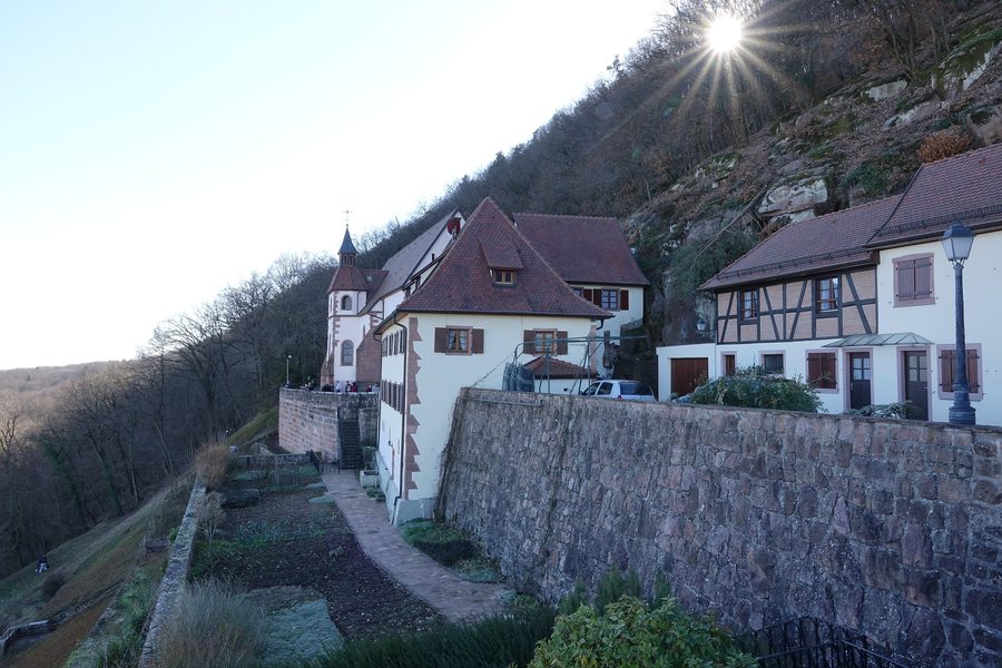 Chapelle Notre-Dame du Schauenberg in Pfaffenheim with a starburst