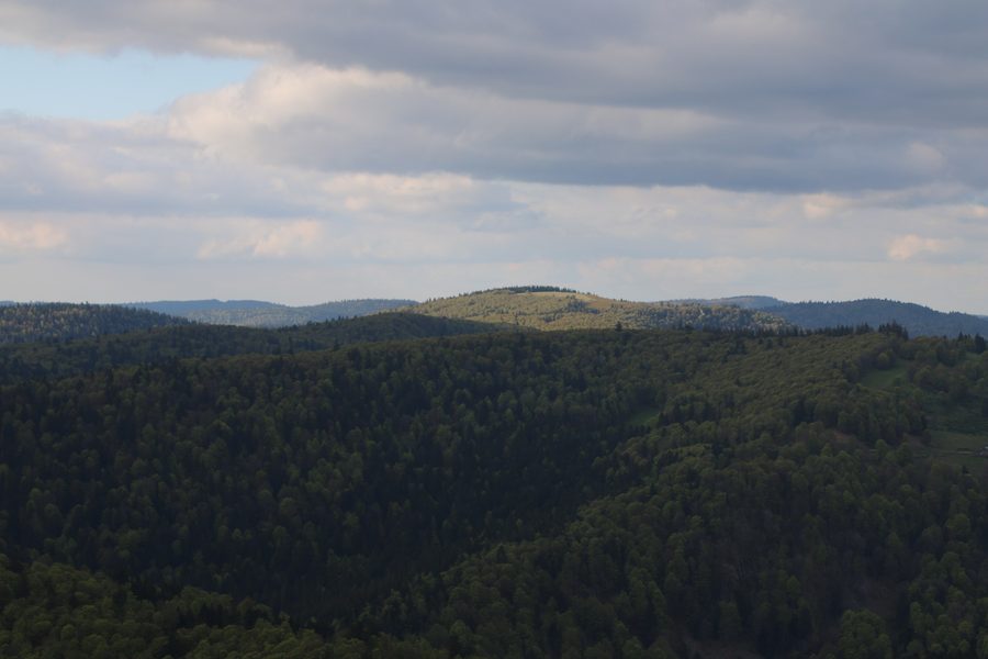 Blick vom Drumont auf den Grand Ventron in den Vogesen bei Fellering