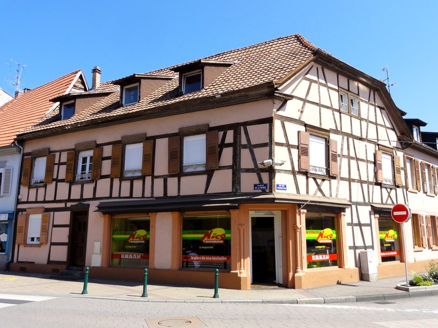 Historic building at 15 Place de la Mairie in Bischwiller, Alsace