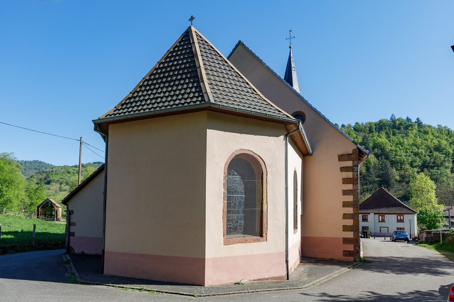Église Sainte-Rosalie in Rombach-le-Franc, Außenansicht des Chors von Süden