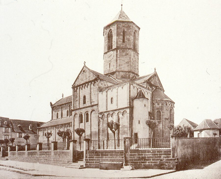 Historische Ansicht der romanischen Kirche Saints-Pierre-et-Paul in Rosheim aus dem Jahr 1906