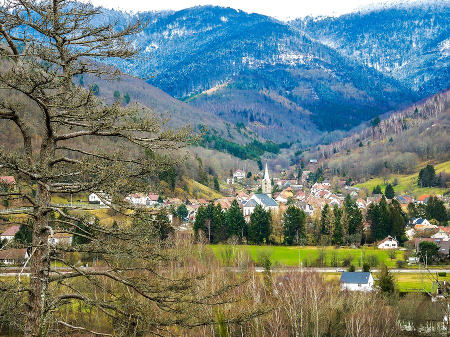 Blick auf Ranspach von der Stoerenburg-Höhe im Elsass
