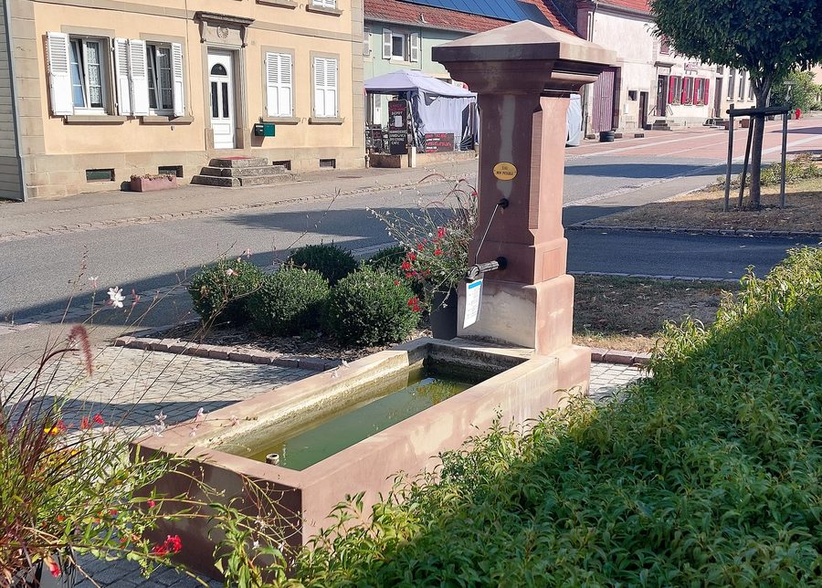 Fontaine située rue principale à Adamswiller