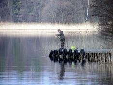 Angeln auf einem See im Elsass